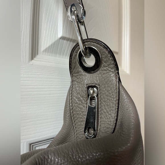 Vintage Y2K Michael Kors Cinder Gray Leather Tote Bag Purse w Silver Hardware - Picture 6 of 10